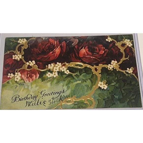 Lot Of Five Vintage Antique Embossed Postcards Flowers - Picture 5 of 11